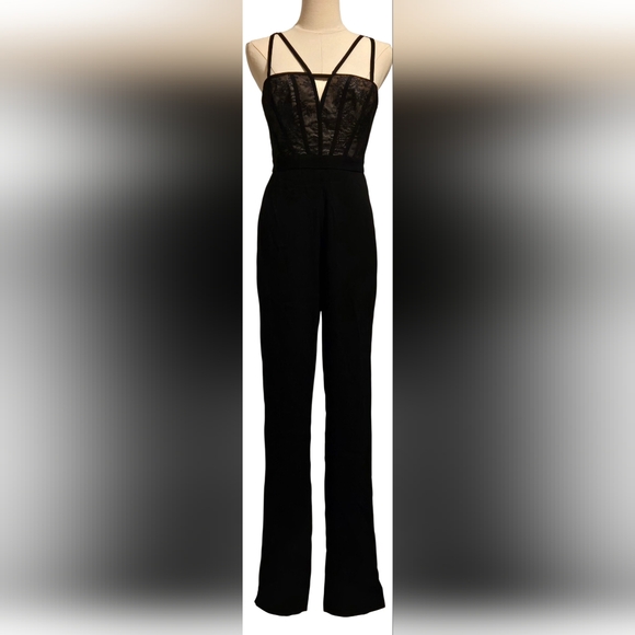 NWT BCBGMaxAzria "Patrycia" Black Strappy Jumpsuit - Picture 2 of 14
